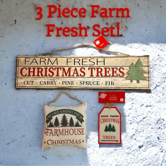FARM FRESH CHRISTMAS TREE DECOR BUNDLE - 3 PIECES, ALL NEW WITH TAGS! - Picture 2 of 13